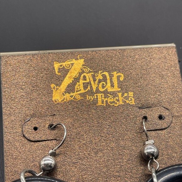 Zevar by Treska Hammered Circle Dangle Drop Earrings Boho Bohemian Hippie - Picture 3 of 5